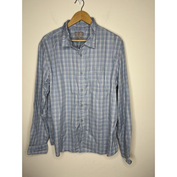 Falls Creek Mens Size XL No Tuck Oxford Shirt Button Down Long Sleeve Blue Plaid - Picture 1 of 8